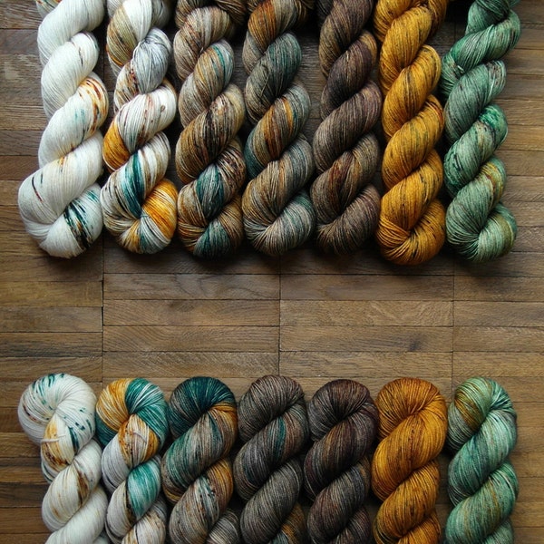 Spicy Collection - 7 colorways - PURE MERINO fingering - Hand Dyed Speckled Yarn Superwash Merino - Yarntoyou