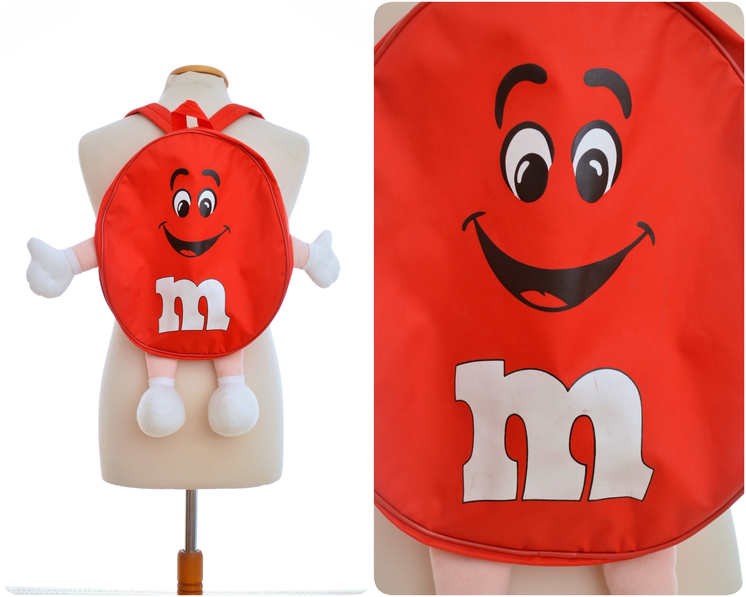 M&M's 'Fun Friend' 90s red BACKPACK, rucksack, school bag / Mars 1998