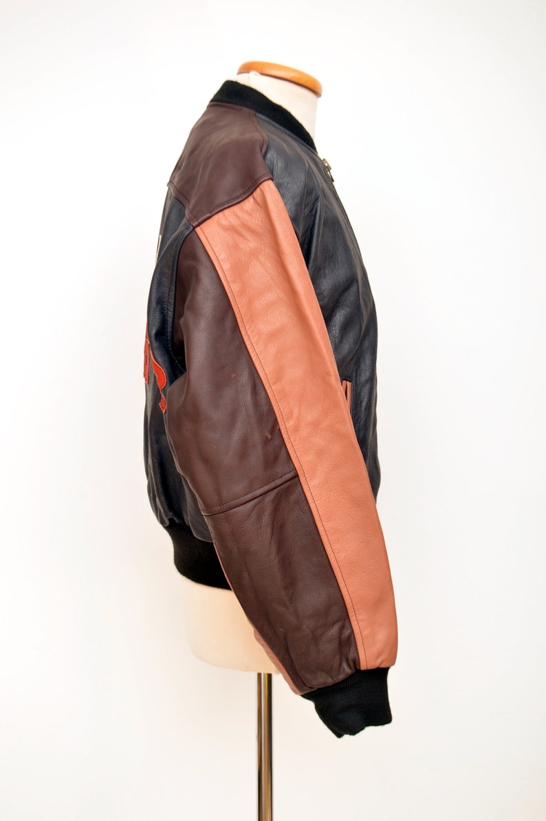 vintage JACK THE RIPPER mens real Leather bomber Jacket size L large 80s 90s made in United Kingdom