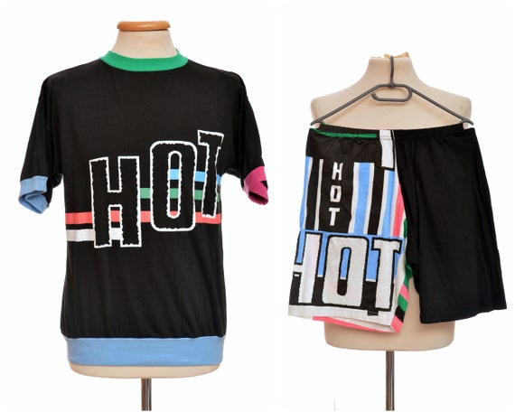 rad 80s mens PYJAMA 'HOT' / size S-M / set of T-sh