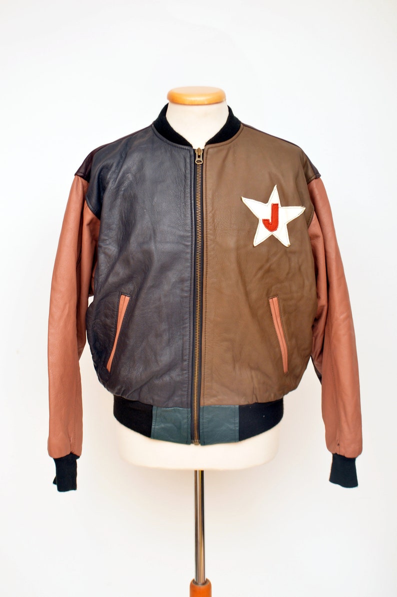 vintage JACK THE RIPPER mens real Leather bomber Jacket size L large 80s 90s made in United Kingdom