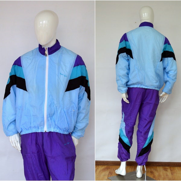 vintage retro 80s 90s mens nylon TRACKSUIT by Tioman size M medium full Shellsuit