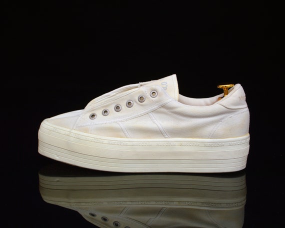 white platform canvas trainers