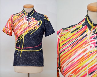 vintage GONSO cycling biker Top jersey size mens S small neon fluo 90s