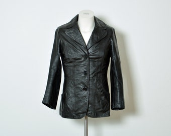 vintage 70s real Leather Jacket women size M