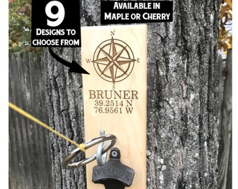 Personalisiertes Hook and Ring Toss Game: Ahorn oder Kirschholz, nautische Designs