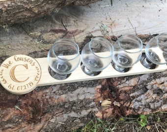 Personalized Flight Paddle - Add your logo - 2 Glass Options - 3 Wood Options