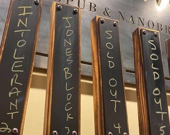Handmade Industrial Beer Tap Handle: Reclaimed Wood Chalkboard
