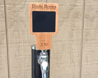 Engraved Wood Beer Tap Handle: Personalized Chalkboard, 4.5" Tall