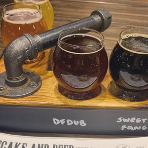 Rugged Industrial Flight Paddle - Chalk Board Surface - Reclaimed Lumber - Beer flight - whiskey flight