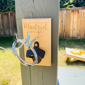 Personalized Ring Toss Game: Maple or Cherry Wood with Bottle Opener