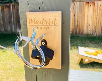 Personalisierte Ring Toss Game: Ahorn oder Kirschholz mit Flaschenöffner