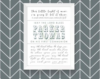 First Communion Gift // Personalized Custom Print // Christian Gift // Unique Gift for Him