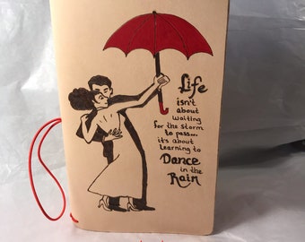 FAST SHIP ITEM: Nude Leather Standard Size - Pyrography/Paint "Dance" Art - Classic - Travelers Notebook, Journal, Planner