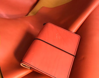 CUSTOM:  Pureed Pumpkin Orange Tumbled Horween Leather - Traveler's Notebook, Journal, Leather Journal, Traveller's Notebook, Planner