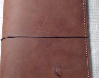 FAST SHIP ITEM:  B6 Rustic Aged Rust Oil Tan +  Rustic Pockets -   Leather Traveler's Notebook - Journal, Leather Journal, Planner