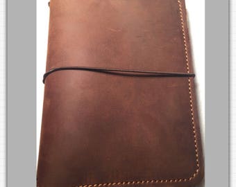 CUSTOM:  Aged-Rust Brown Rustic Cowhide Leather Traveler's Notebook,  Journal, Leather Journal,  Traveller's Notebook,