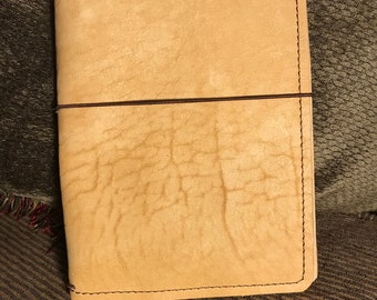 FAST SHIP ITEM:  Sand Buckskin Bison  Standard Wide - Brown Stitch - Leather Traveler's Notebook,  Journal,