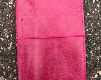 CUSTOM:  Distressed Punch Pink Leather - Traveler's Notebook, Journal, Leather Journal, Traveller's Notebook, Planner