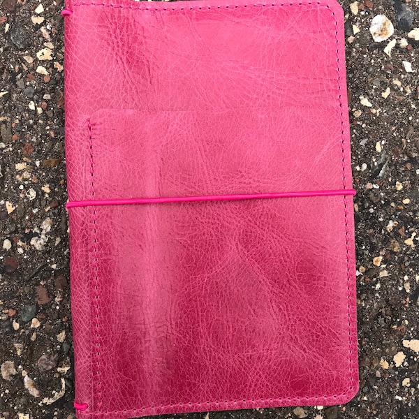 CUSTOM:  Distressed Punch Pink Leather - Traveler's Notebook, Journal, Leather Journal, Traveller's Notebook, Planner