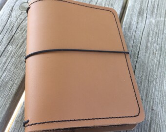 FAST SHIP ITEM:  Butterscotch A6 Deluxe - Rustic/Raw pockets - Leather Traveler's Notebook,  Journal, Leather Journal,  Traveller's Notebook