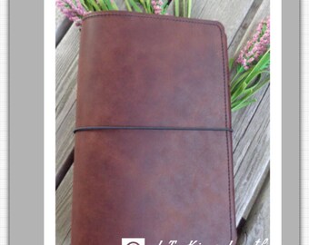 CUSTOM: Hershey Dark Brown Smooth Oil Leather Cowhide Traveler's Notebook,  Journal, Leather Journal,  Traveller's Notebook,