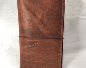 CUSTOM:  Whiskey Brown Bison Leather - Traveler's Notebook, Journal, Leather Journal, Traveller's Notebook, Planner