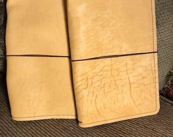 CUSTOM:  Sand Buckskin Bison  Leather - Traveler's Notebook, Journal, Leather Journal, Traveller's Notebook, Planner