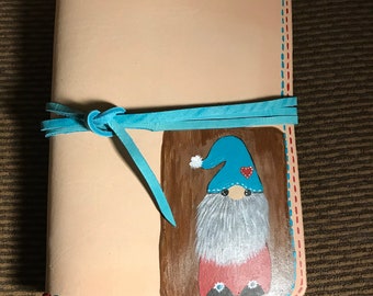 FAST SHIP ITEM:  B6 Au Natural Nude with Gnome Art - Leather Traveler's Notebook,  Journal,