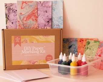 Marbling Art Kit / Paper Marbling At Home Kit / All Materials and Instructions Included / DIY Craft Kit