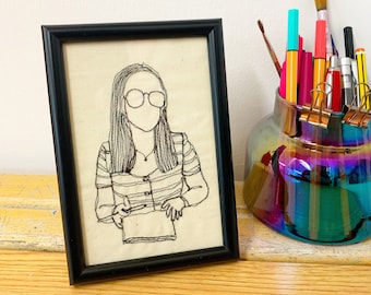 Bespoke Embroidered Portrait - Small Custom Embroidery Artwork