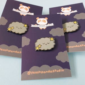 Starry Cloud Pin, Enamel Pin, Pin Badge, Kawaii Cloud, Pin Flair, Hard Enamel, Lapel Pin, Grey Cloud, Storm Cloud, Cloud Brooch, Kawaii Pin image 8