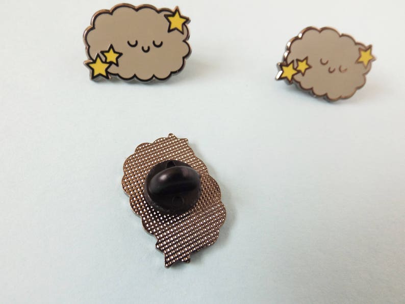 Starry Cloud Pin, Enamel Pin, Pin Badge, Kawaii Cloud, Pin Flair, Hard Enamel, Lapel Pin, Grey Cloud, Storm Cloud, Cloud Brooch, Kawaii Pin image 2