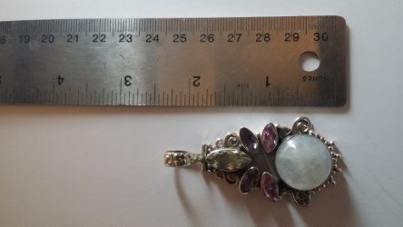 Pendant Quartz pink topaz amethyst green quartz 925 silver