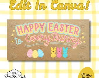 30x60 Happy Easter Banner Template | Colorful Cute Peep Egg Design | Editable in Canva | Digital Download | Customizable Mockup