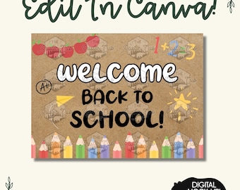 Editable Welcome Back to School Banner (48x36) – Canva Template, Classroom Decor