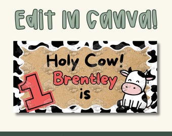 Holy Cow Banner | Cow Print First Birthday (Digital Download)