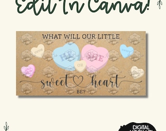 Sweet Heart Gender Reveal Banner | Pink Blue Yellow Candy Hearts (Digital Download)