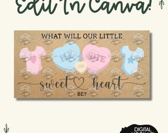 Sweet Heart Gender Reveal Banner | Pink Blue Candy Onesie (Digital Download)