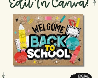 Editable Welcome Back to School Banner | 48x36 Canva Classroom Welcome Sign (Digital Download)