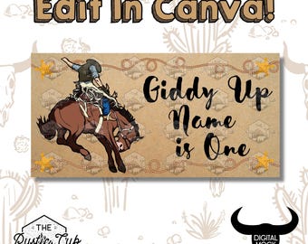 Giddy Up Birthday Banner | Western Bronco First Birthday (Digital Download)