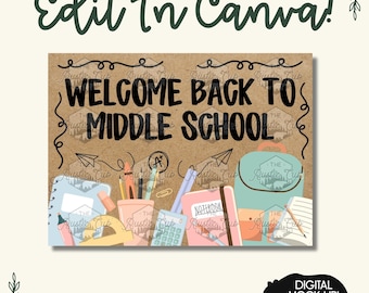 Welcome Back Middle School Banner | Editable Canva Template (Digital Download)