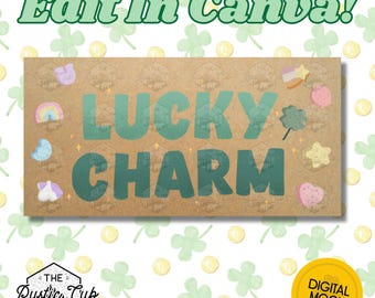 30x60 St. Patrick’s Day Banner | Lucky Charm Cereal | Rainbow | Heart | Editable Canva Template | Digital Download | Customizable Mockup