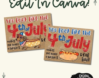 Funny 4th of July Dachshund Banner | Hot Dog BBQ Decor (Digital Download)