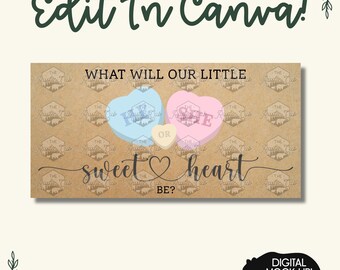 Gender Reveal Banner | Sweet Heart Candy Theme, Pink Blue Yellow (Digital Download)