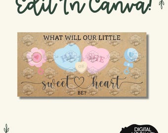 Sweet Heart Gender Reveal Banner | Candy & Rattles (Digital Download)
