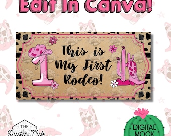 This Is My First Rodeo – Banner | Pink Cowgirl Birthday Backdrop (Digital Download)