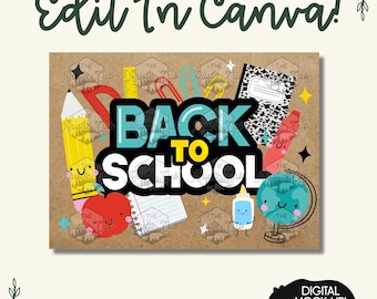 Editable Back to School Banner | 48x36 Canva Classroom Welcome Sign (Digital Download)