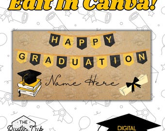 Graduation Banner Template | 30x60 Editable Canva Design (Digital Download)