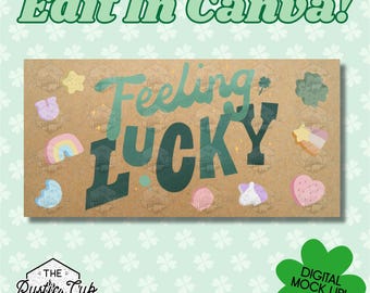 30x60 St. Patrick’s Day Banner | Feeling Lucky | Lucky Charms | Editable Canva Template | Digital Download | Customizable Mockup